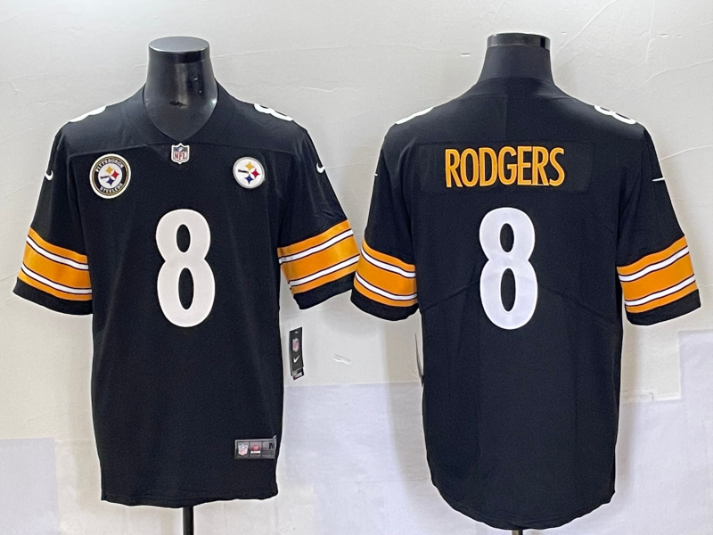 Men Pittsburgh Steelers #8 Rodgers Black Nike Limited NFL 2025 Jersey 007->chicago cubs->MLB Jersey